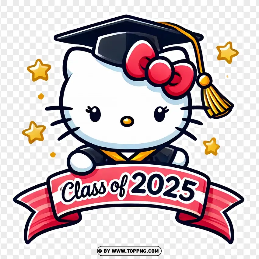 Hello Kitty Class Of 2025 Graduation Design PNG Transparent Background