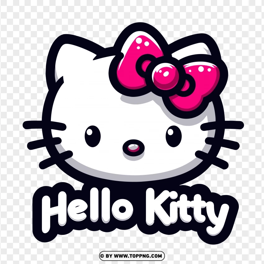 Hello Kitty Face with Pink Bow PNG