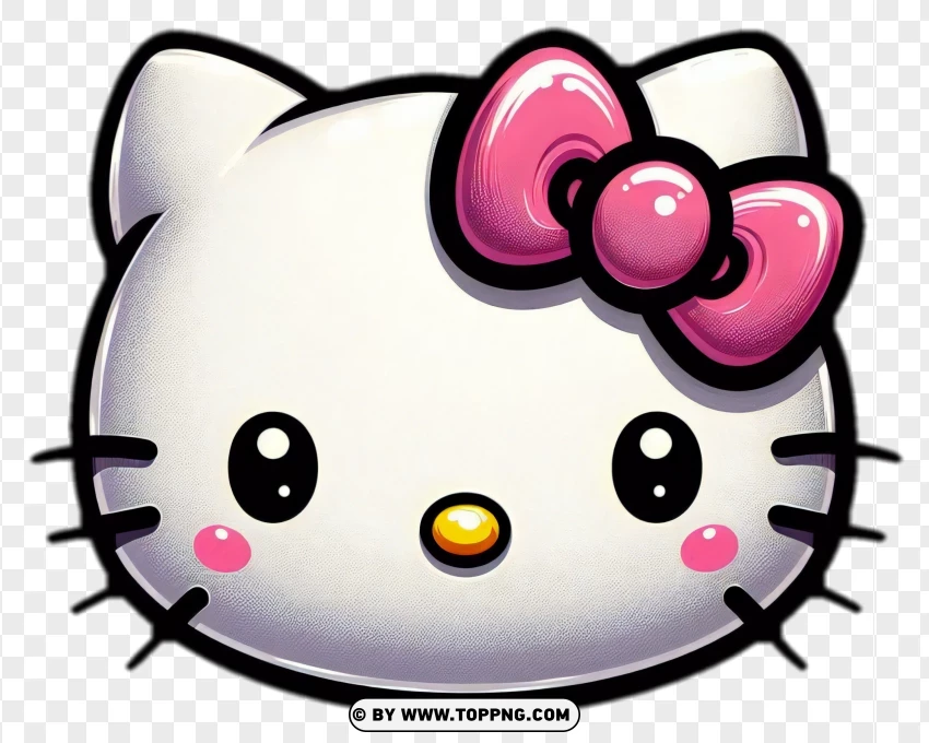 Hello Kitty Face With Pink Bow And Cheek Blush PNG Transparent Background