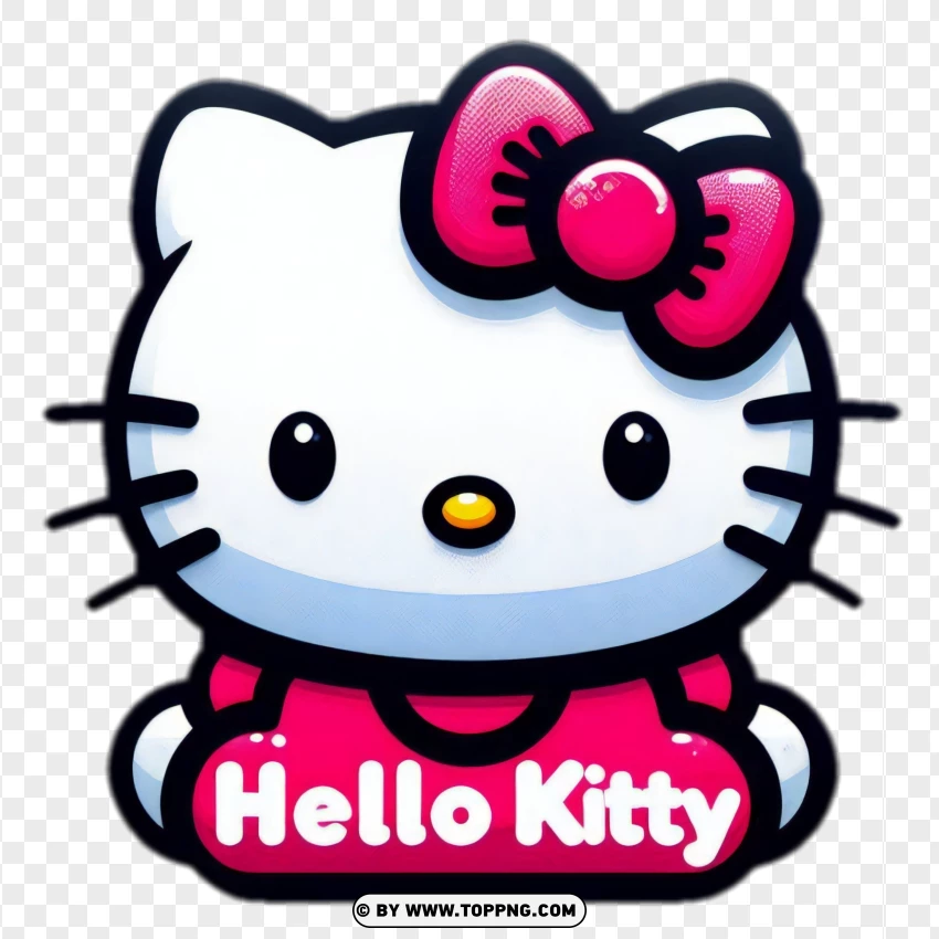 Hello Kitty Holding Sign With Pink Bow PNG Transparent Background