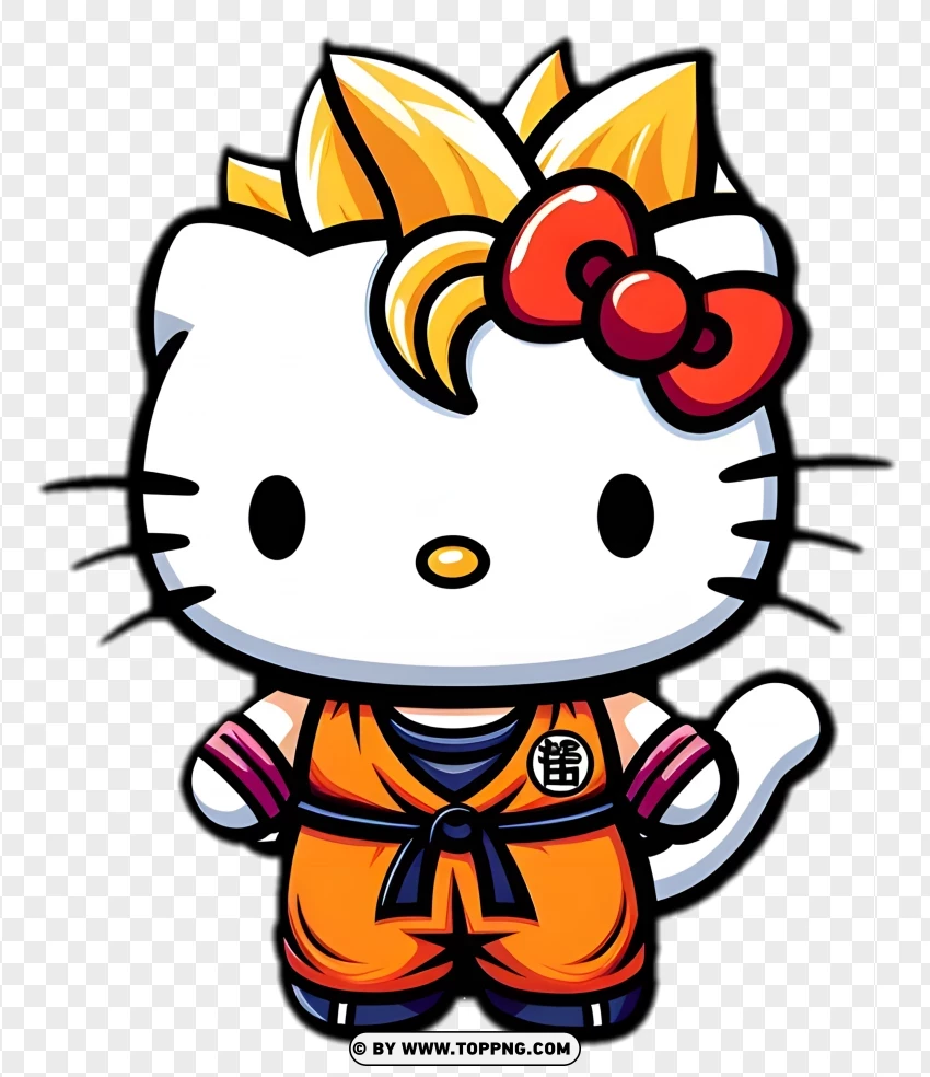 Hello Kitty In Goku Dragon Ball Z Outfit Sticker PNG Transparent Background