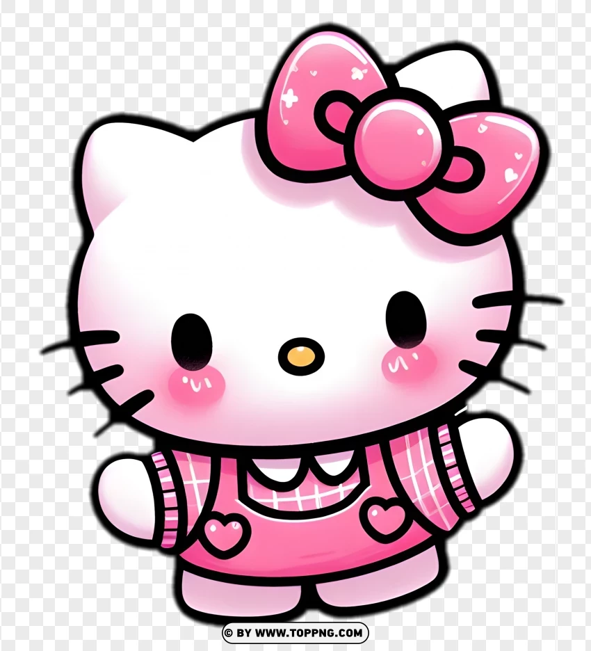 Hello Kitty In Pink Overalls Sticker PNG Transparent Background