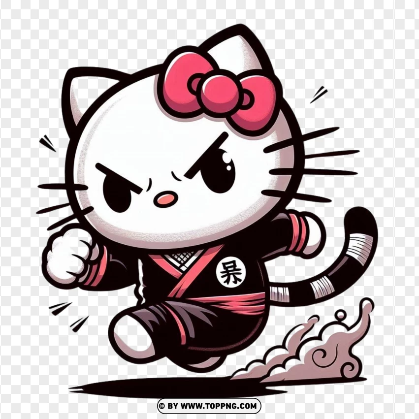 Hello Kitty Kuromi Character Running PNG Transparent Background