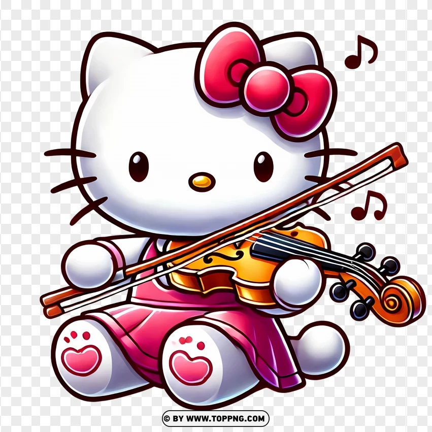 Hello Kitty Playing Violin PNG Transparent Background