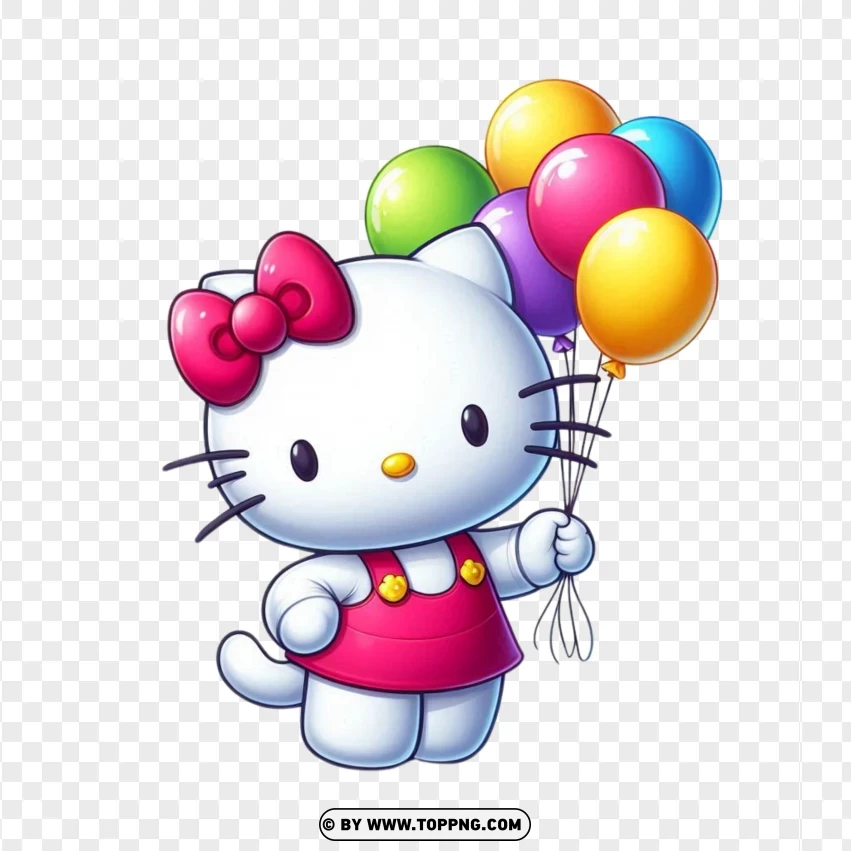 Hello Kitty With Balloons PNG Transparent Background