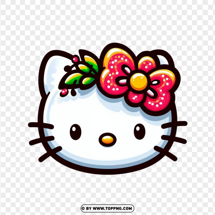 Hello Kitty With Floral Crown Image PNG Transparent Background