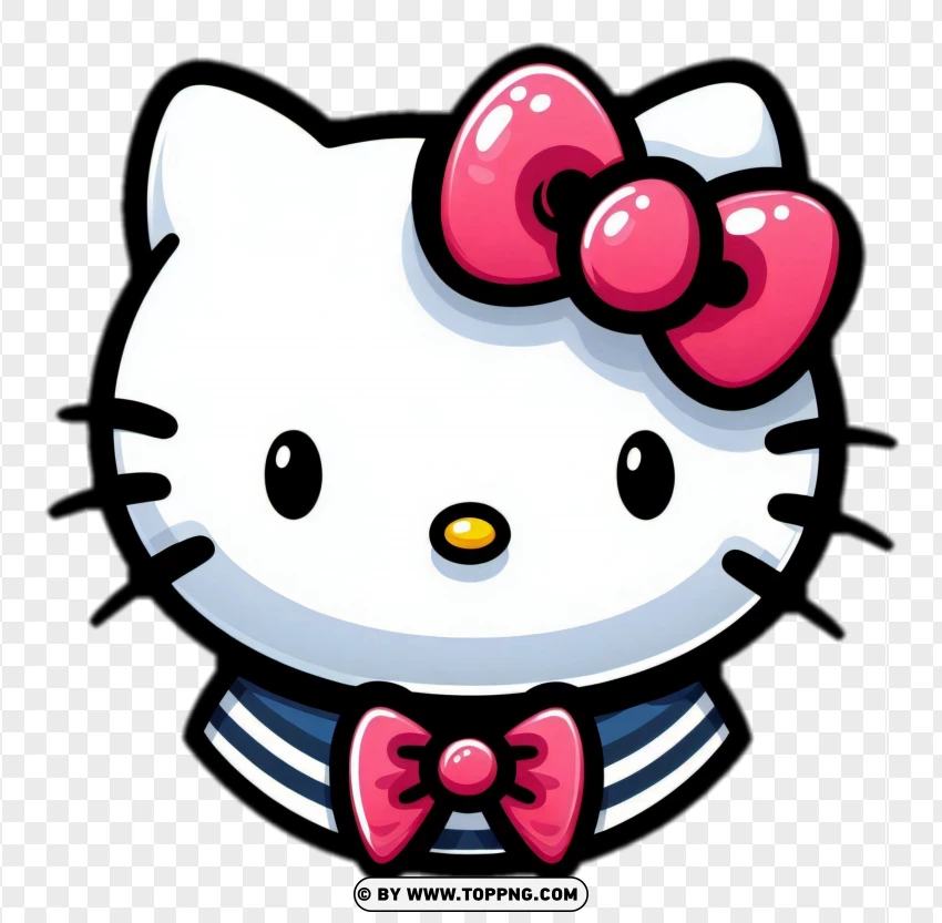 Hello Kitty With Pink Bow And Bow Tie PNG Transparent Background