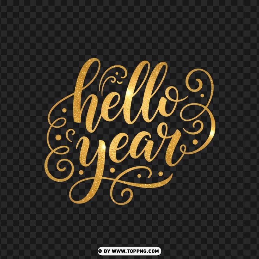 Hello Year Elegant Script Style PNG Transparent Background