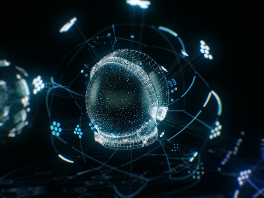 helmet, glow, hologram, sci-fi, abstraction