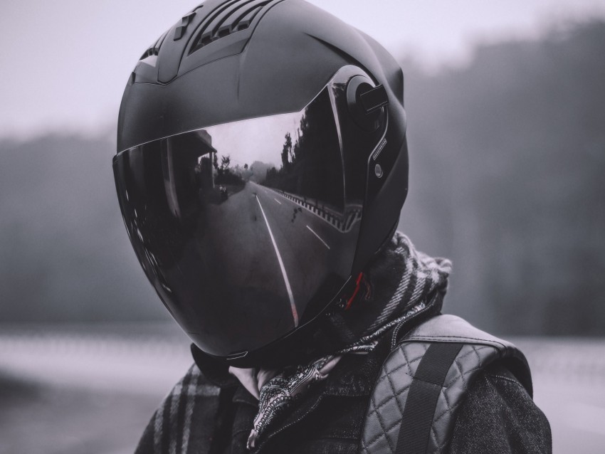 helmet, reflection, man, black