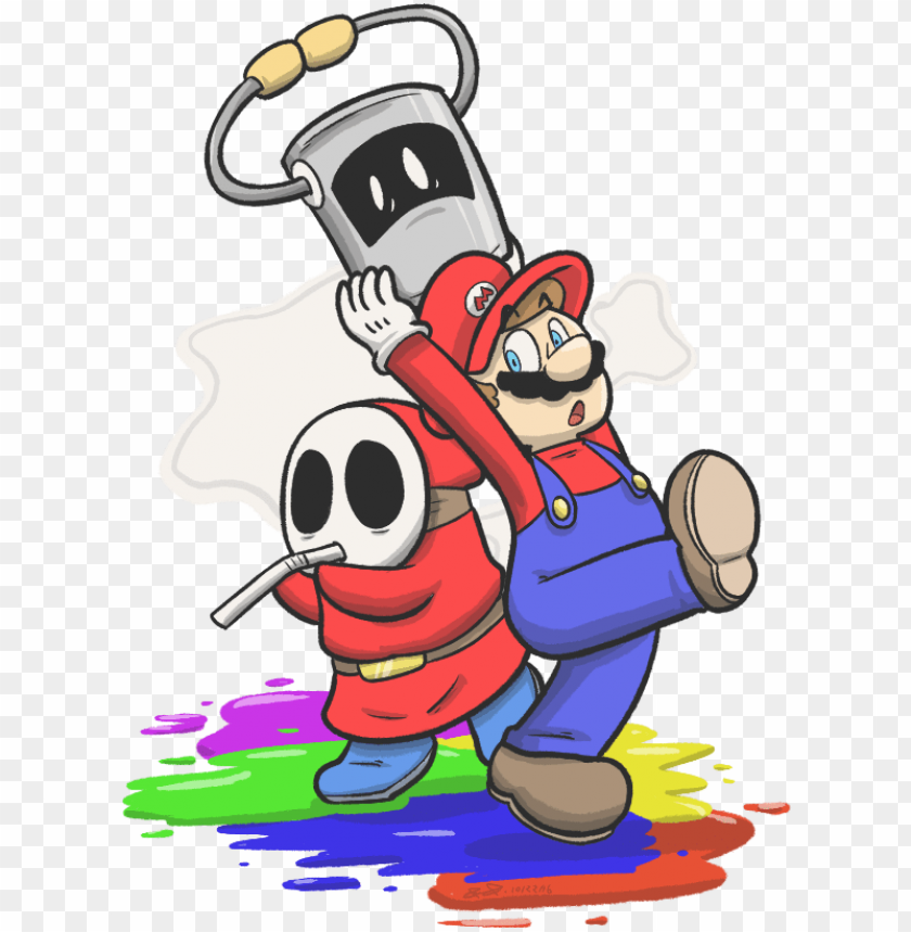 Here's A Better Art Of Mario And Huey And A Shy Guy Color Splash Shy Guy PNG Image With Transparent Background@toppng.com