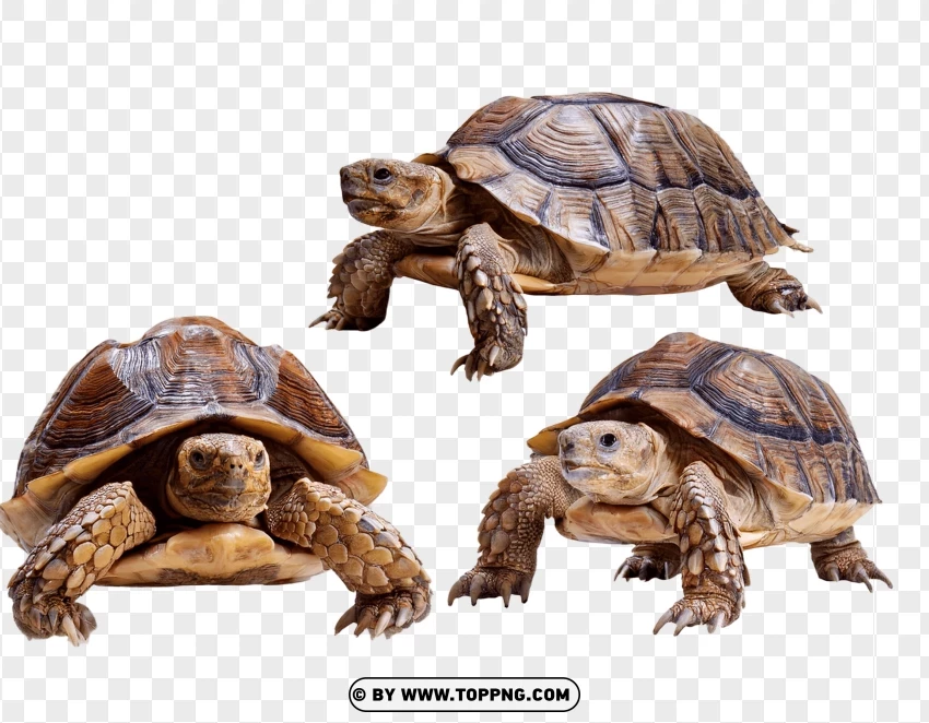 Pair Of Hermanns Tortoises Sitting Together PNG Transparent Background