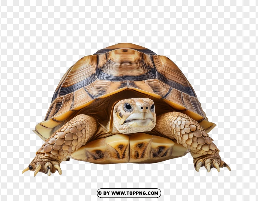 Single Hermanns Tortoise Resting Pose PNG Transparent Background