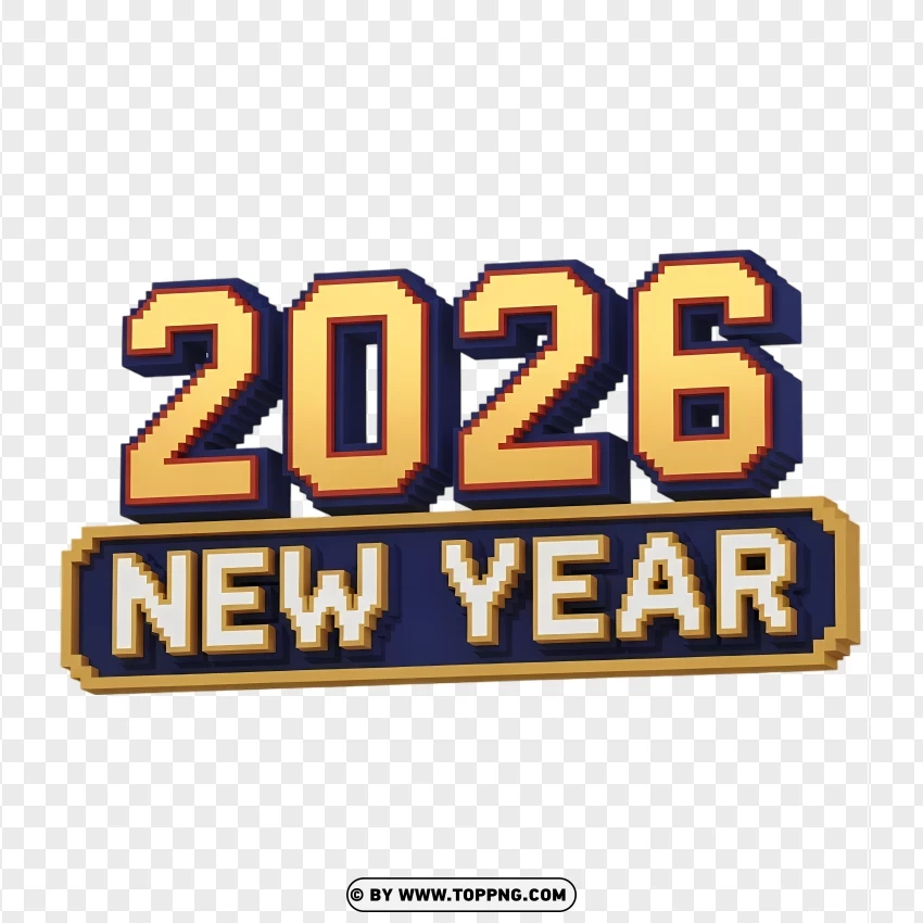 Fantasy Block Style 2026 Typography PNG Transparent Background