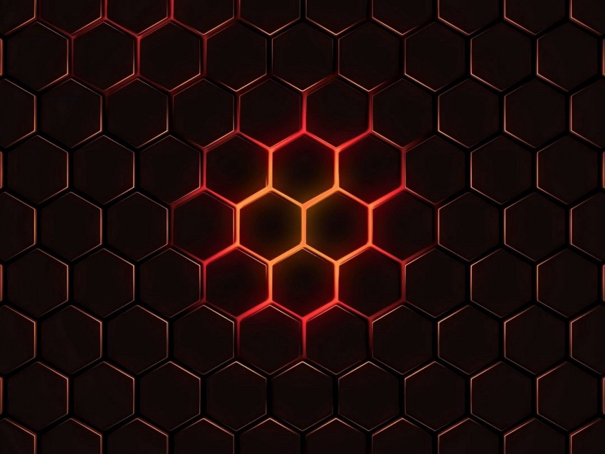 hexagons, cells, texture, glow, dark