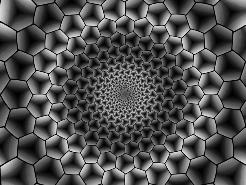 hexagons, immersion, bw, monochrome