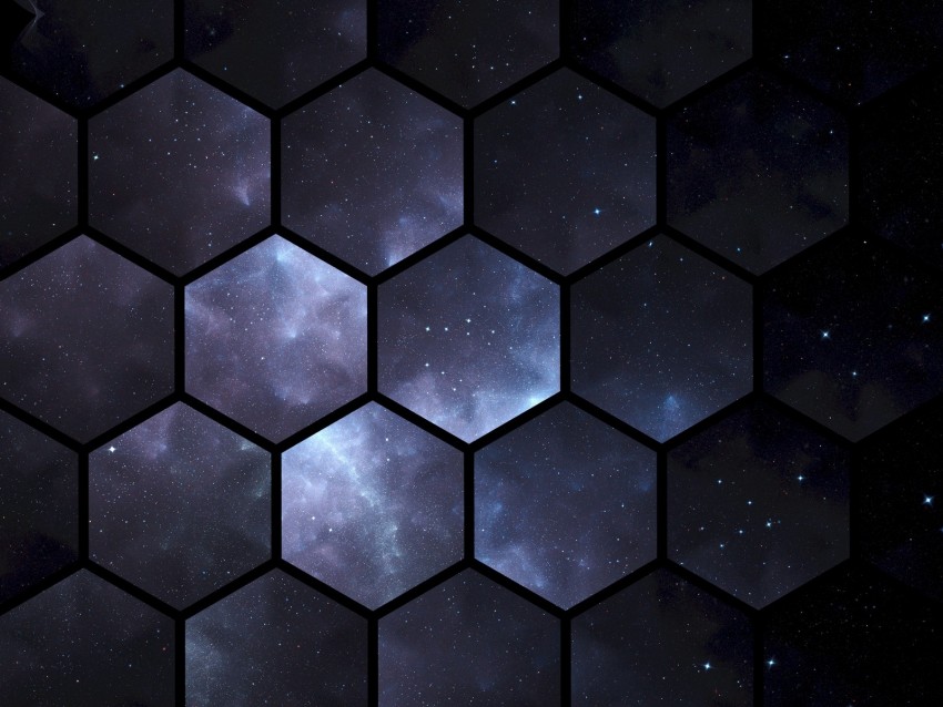 hexagons, space, patterns