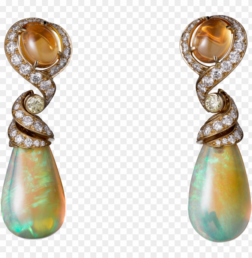 free PNG high jewelry earringsyellow gold, opals, fire opals, - alta gioielleria oro giallo PNG image with transparent background PNG images transparent