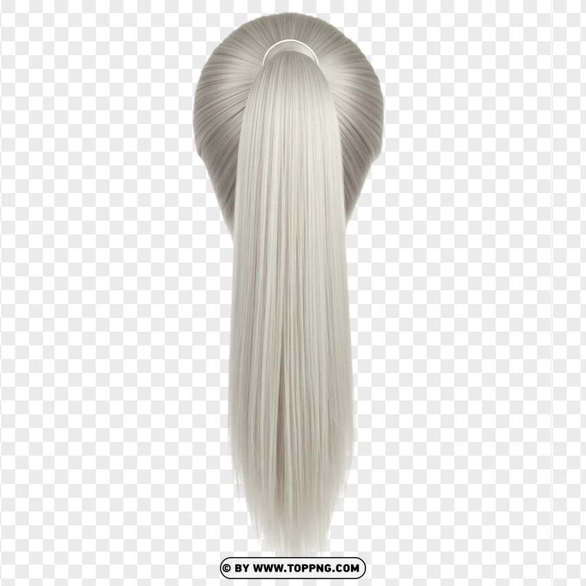 High long ponytail – white, sleek and tight