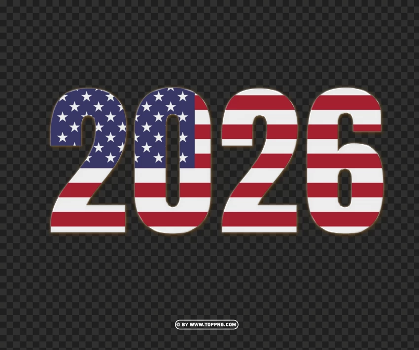 High Quality 2026 Usa Flag Text Png Image
