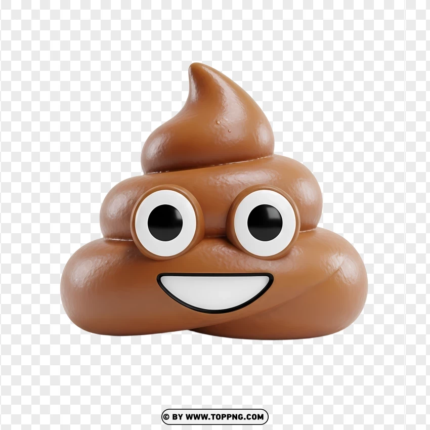 High Quality Realistic Poop Emoji Icon PNG Transparent Background