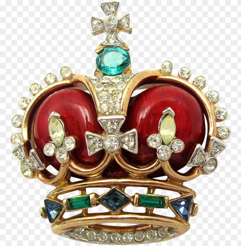 free PNG hilippe 'coronation gems' red royal crown brooch - brooch PNG image with transparent background PNG images transparent