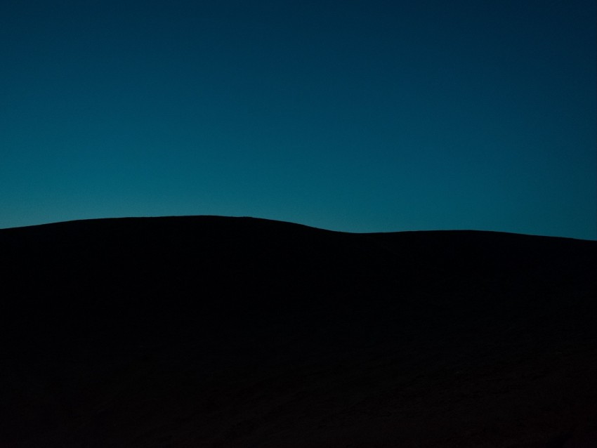 hill, night, horizon, dark, minimalism