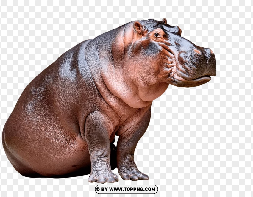 Single Hippopotamus Standing Pose PNG Transparent Background