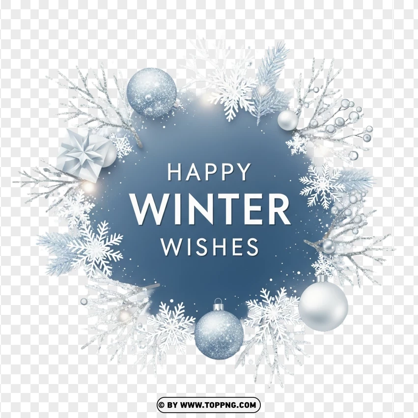 Holiday Card Featuring Happy Winter Wishes Phrase PNG Transparent Background