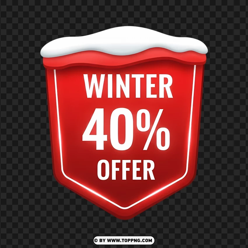 Holiday Red Discount Tag 40% PNG Transparent Background