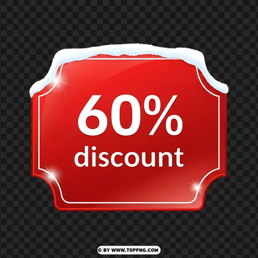 Holiday Red Promo Label With 60 Percent Savings PNG Transparent Background