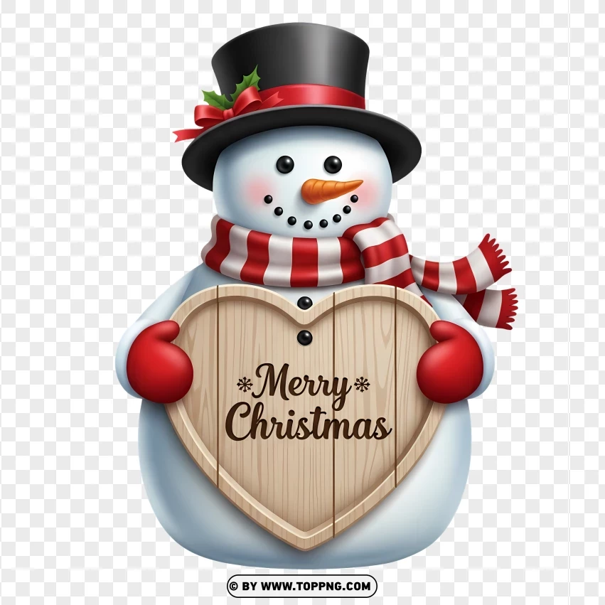 Holiday Snowman With Heart Greeting PNG Transparent Background