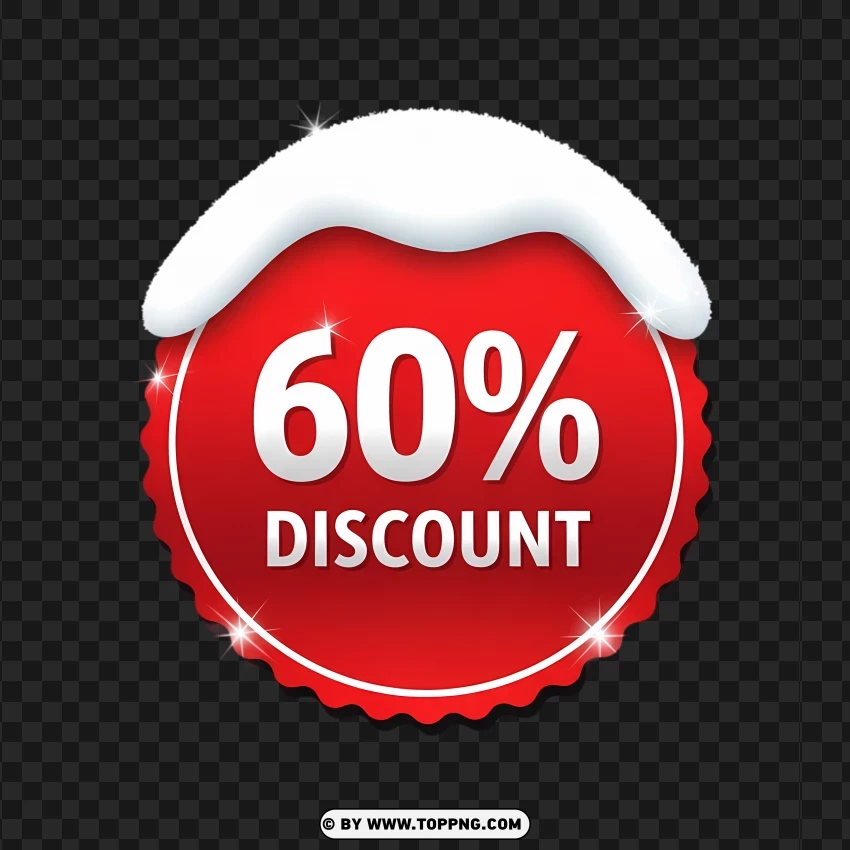 Holiday Snowy Red Label 60% PNG Transparent Background