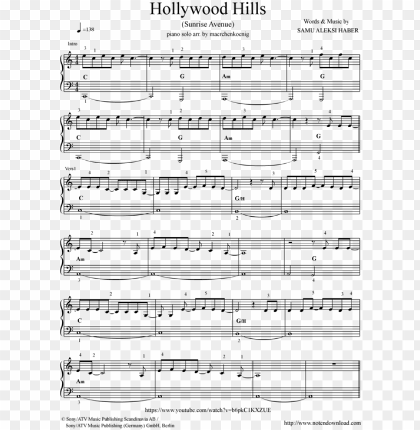 free PNG hollywood hills - hollywood hills noten gitarre PNG image with transparent background PNG images transparent