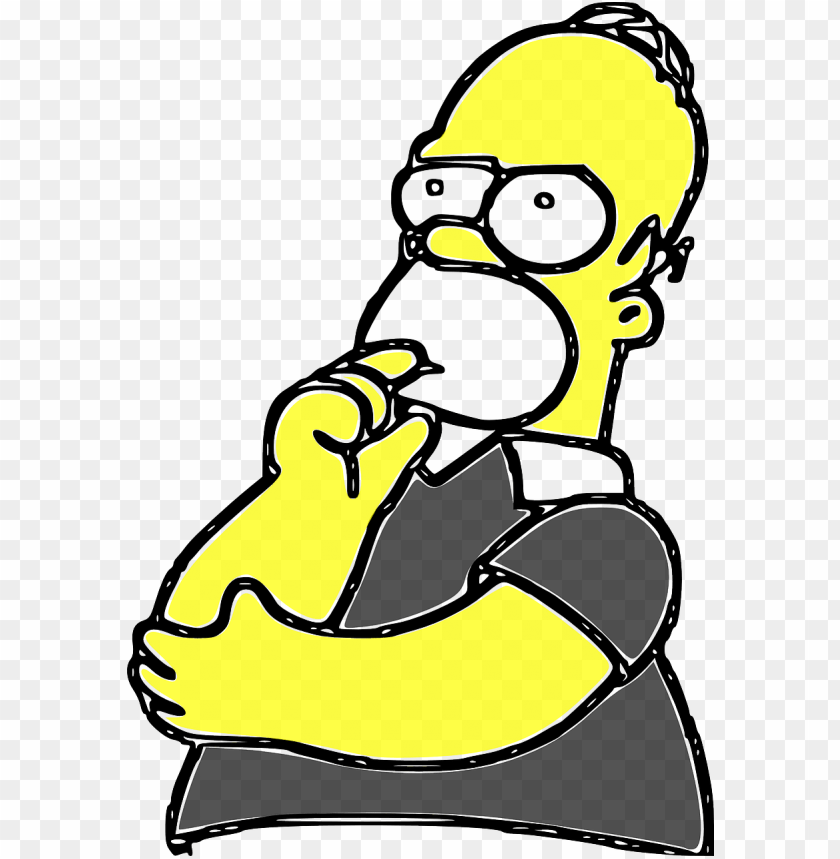 homer simpsons, cartoon, comic, tv show, thinking - transparent cartoon  character thinking PNG image with transparent background | TOPpng