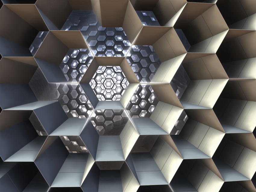 honeycomb, cell, structure, 3d, fractal
