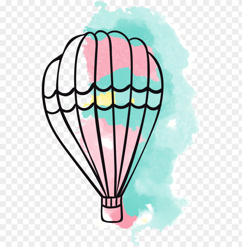 Hot Air Balloon Watercolor Painting PNG Image With Transparent Background