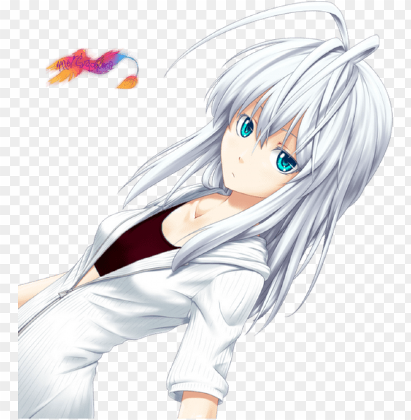 Hoto Anime Girl With White Hair And Blue Eyes Transparent Png