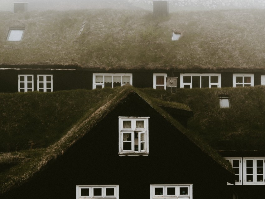 houses, fog, mist, buildings, scandinavia