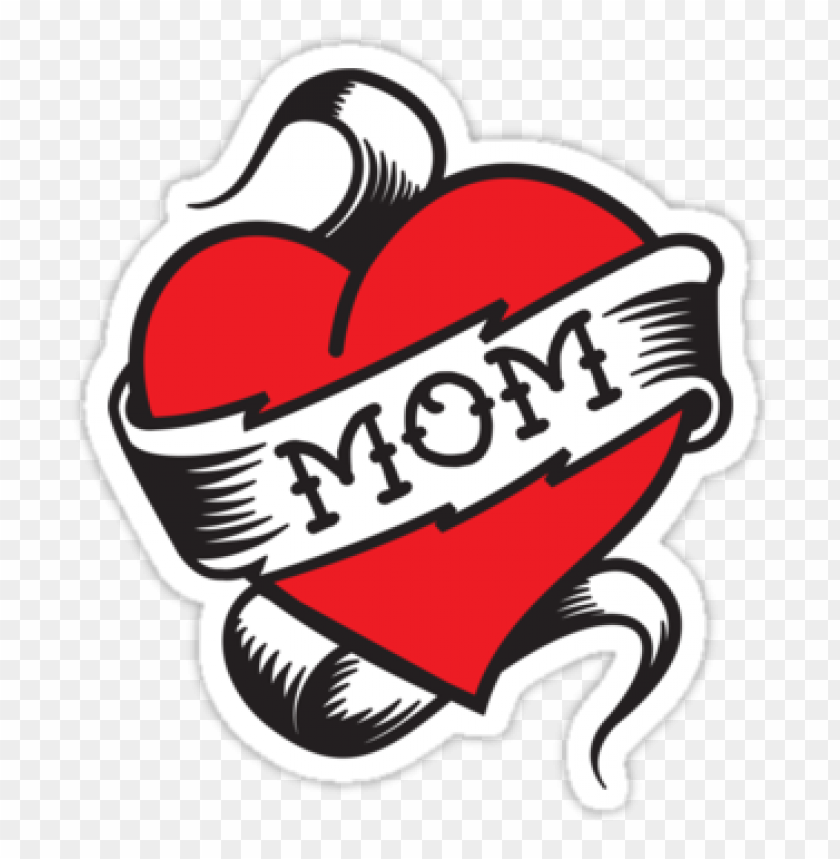 I Love Mom Red Heart Tattoo Stickers PNG Image With Transparent Background