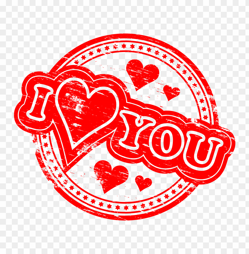 I Love You Red Stamp Valentine PNG Image With Transparent Background