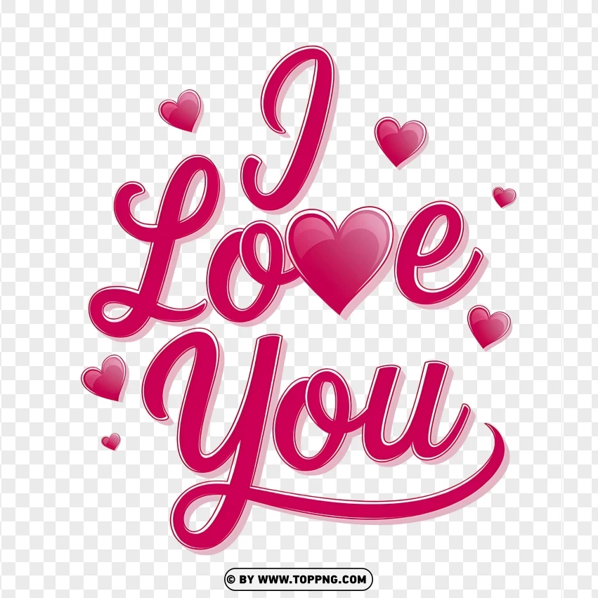 I Love You Sweet And Romantic Typography With Hearts PNG Transparent Background