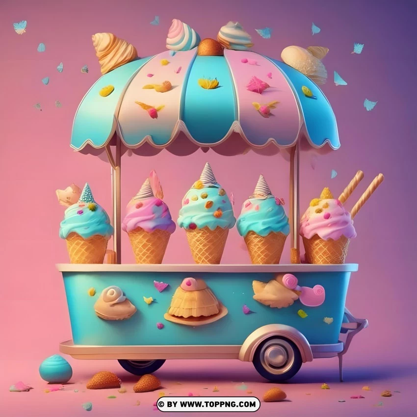 ice cream cart, colorful ice cream, dessert cart, ice cream cones, sweet treats, pastel ice cream, fun desserts