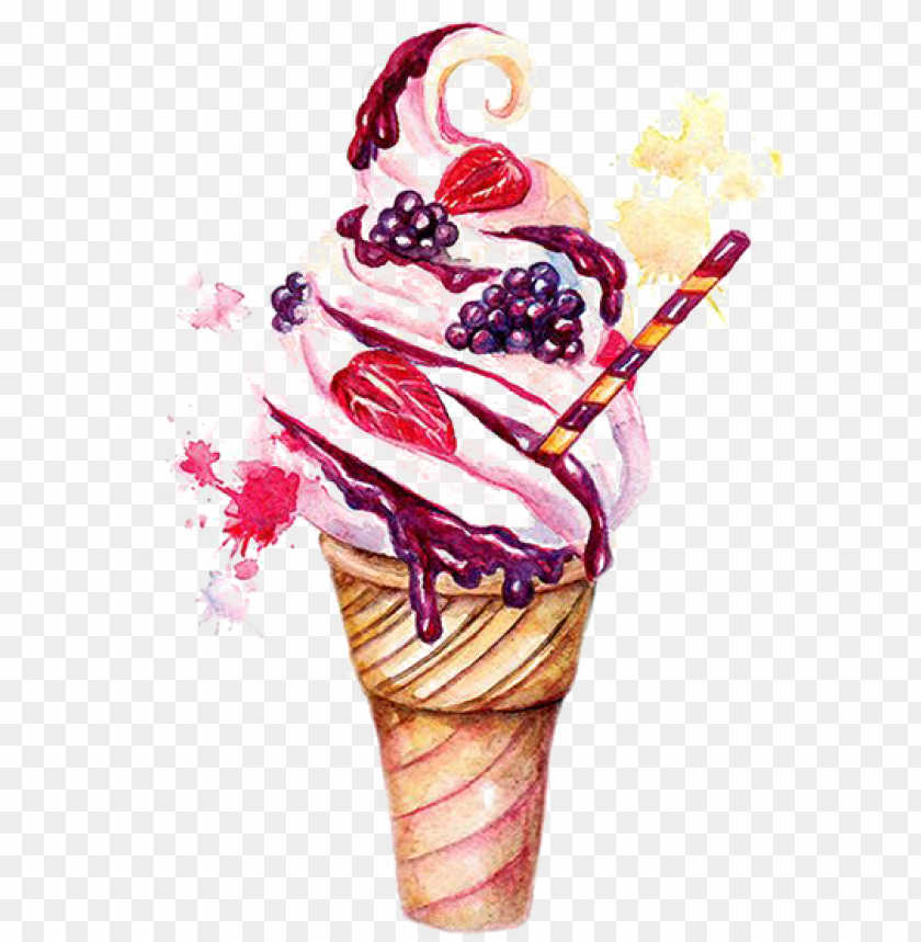 手绘冰淇淋插画 - ice cream dessert drawing, dessert