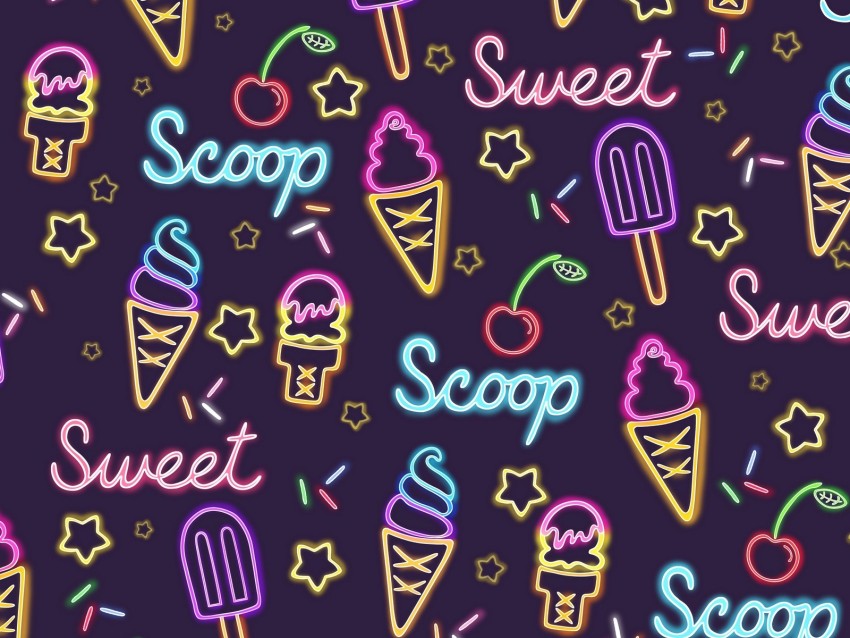 ice cream, patterns, pattern, neon, sweet
