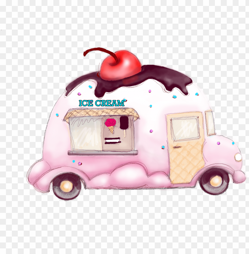 Ice Cream Truck Drawings PNG Image With Transparent Background