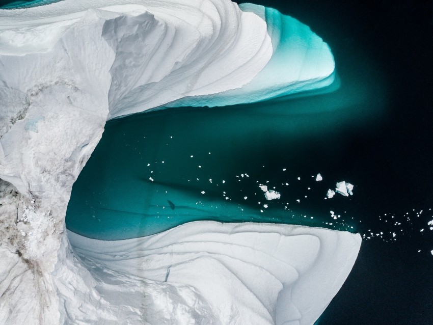 icebergs, glacier, aerial view, ice, water
