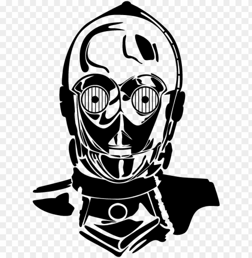 icture freeuse download vinyl head c po film configurador c3po black and white PNG transparent with Clear Background ID 200255