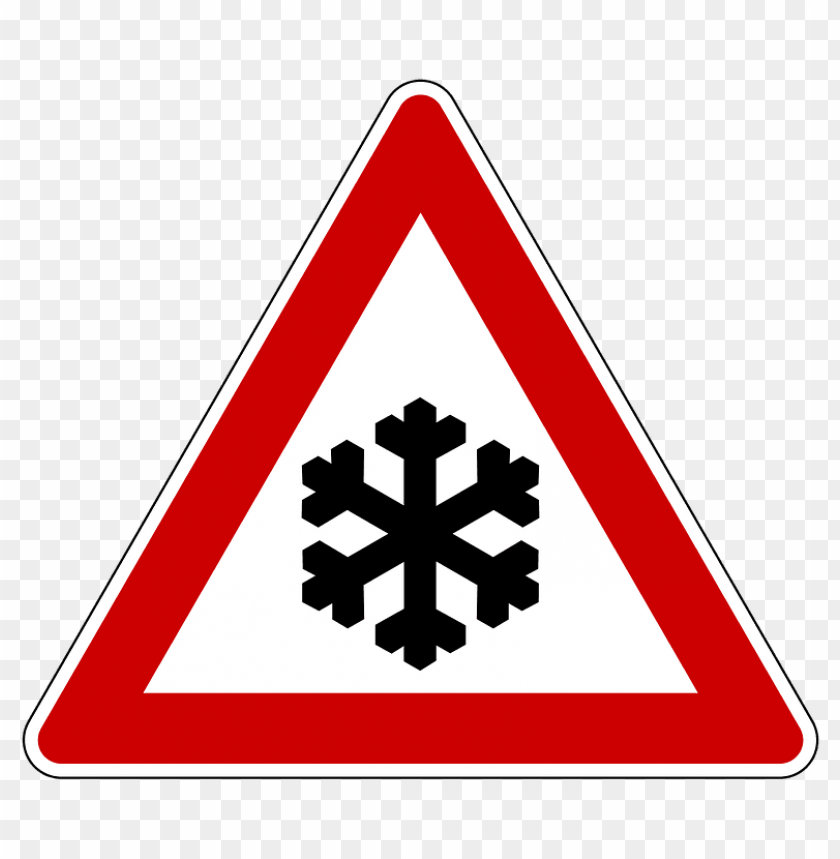 transport, traffic signs, icy road danger warning road sign, 