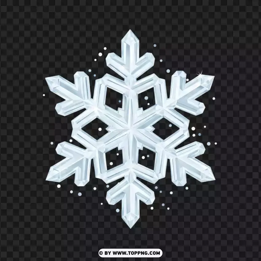 Icy White Snowflake Symbol With Frozen Confetti PNG Transparent Background